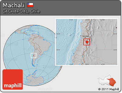 Gray Location Map of Machali, hill shading