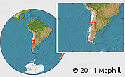 Satellite Location Map of Machali, highlighted country, within the entire country