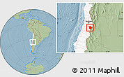 Savanna Style Location Map of Machali, highlighted country, hill shading