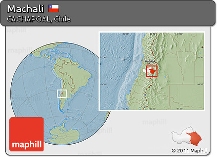 Savanna Style Location Map of Machali, highlighted parent region, hill shading