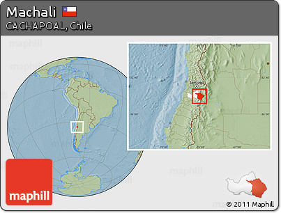 Savanna Style Location Map of Machali, highlighted parent region, hill shading