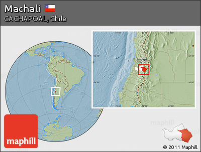 Savanna Style Location Map of Machali, highlighted parent region, hill shading