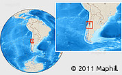 Shaded Relief Location Map of Machali, within the entire country