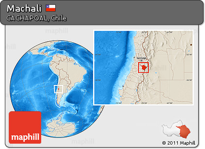 Shaded Relief Location Map of Machali