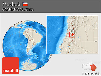 Shaded Relief Location Map of Machali
