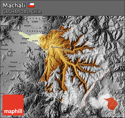 Physical Map of Machali, darken, desaturated