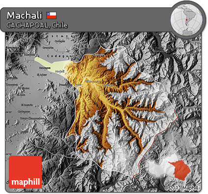 Physical Map of Machali, darken, desaturated