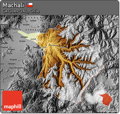 Physical Map of Machali, darken, desaturated