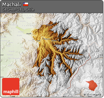 Physical Map of Machali, lighten