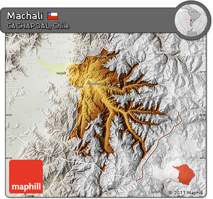 Physical Map of Machali, lighten, semi-desaturated