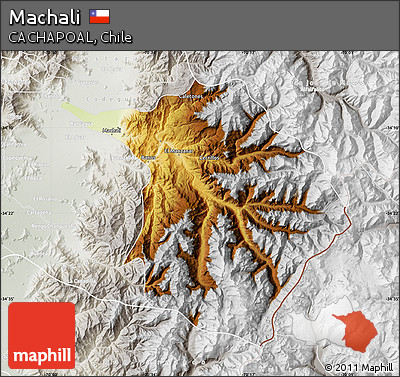 Physical Map of Machali, lighten, semi-desaturated