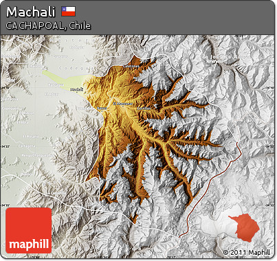 Physical Map of Machali, lighten, semi-desaturated