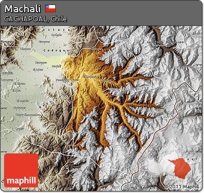 Physical Map of Machali, semi-desaturated