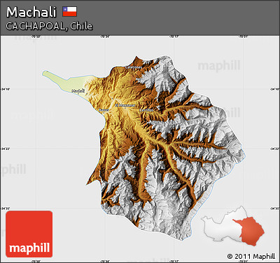 Physical Map of Machali, single color outside