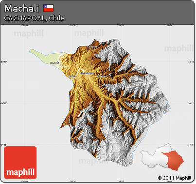 Physical Map of Machali, single color outside