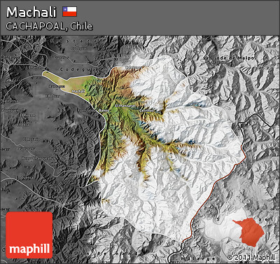 Satellite Map of Machali, darken, desaturated