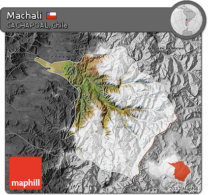 Satellite Map of Machali, darken, desaturated