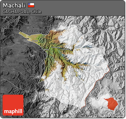 Satellite Map of Machali, darken, desaturated