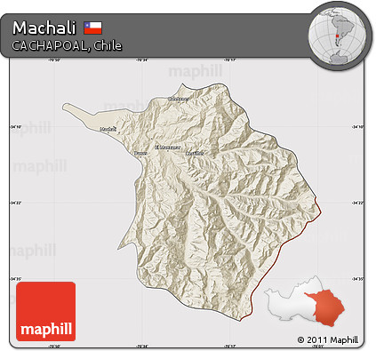 Shaded Relief Map of Machali, cropped outside