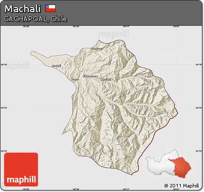 Shaded Relief Map of Machali, cropped outside