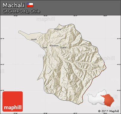 Shaded Relief Map of Machali, cropped outside