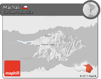 Gray Panoramic Map of Machali, single color outside