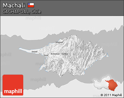 Gray Panoramic Map of Machali, single color outside