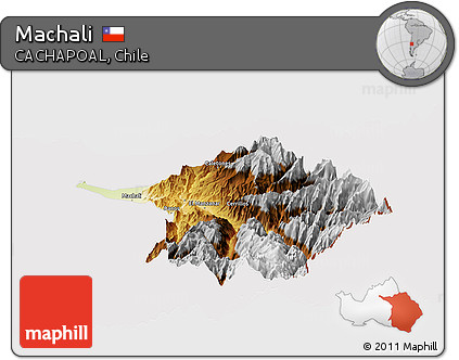 Physical Panoramic Map of Machali, cropped outside