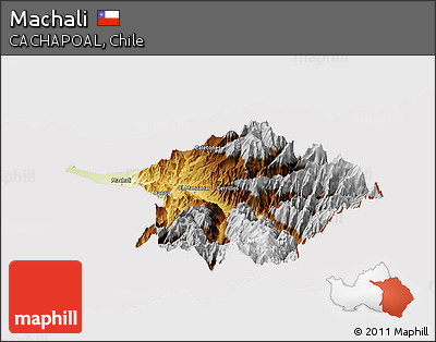 Physical Panoramic Map of Machali, cropped outside