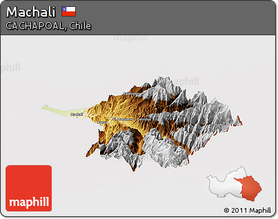 Physical Panoramic Map of Machali, cropped outside