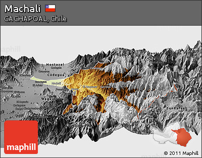 Physical Panoramic Map of Machali, darken, desaturated