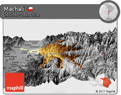 Physical Panoramic Map of Machali, darken, desaturated