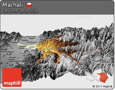 Physical Panoramic Map of Machali, darken, desaturated