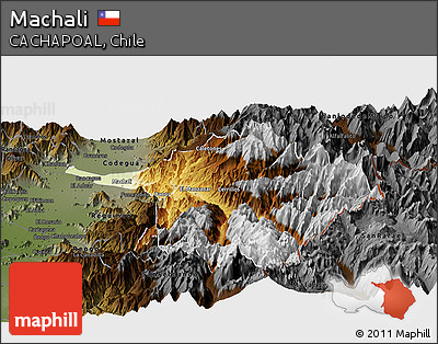 Physical Panoramic Map of Machali, darken