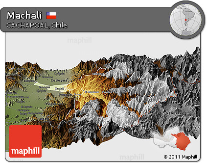 Physical Panoramic Map of Machali, darken