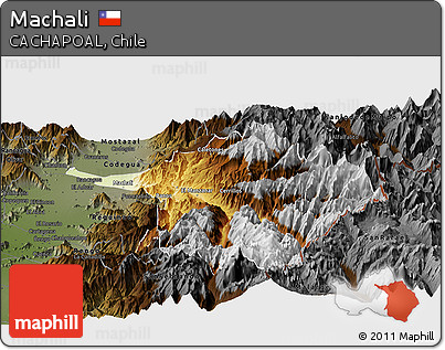 Physical Panoramic Map of Machali, darken