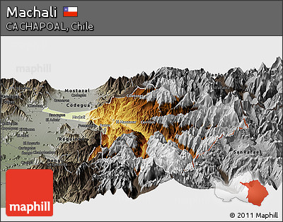 Physical Panoramic Map of Machali, darken, semi-desaturated