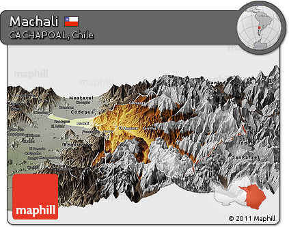 Physical Panoramic Map of Machali, darken, semi-desaturated