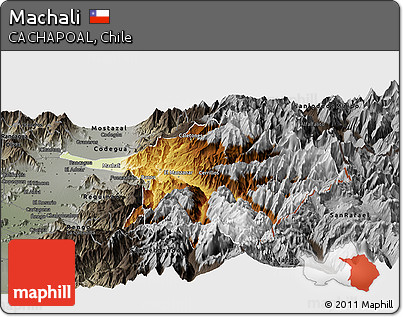 Physical Panoramic Map of Machali, darken, semi-desaturated