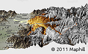 Physical Panoramic Map of Machali, darken, semi-desaturated