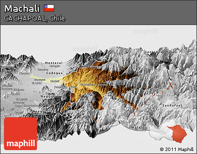 Physical Panoramic Map of Machali, desaturated