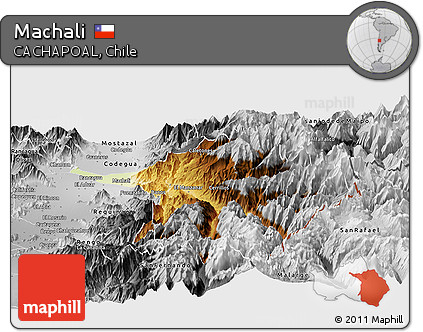 Physical Panoramic Map of Machali, desaturated