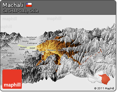 Physical Panoramic Map of Machali, desaturated
