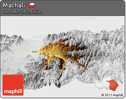 Physical Panoramic Map of Machali, lighten, desaturated