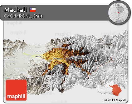 Physical Panoramic Map of Machali, lighten, semi-desaturated