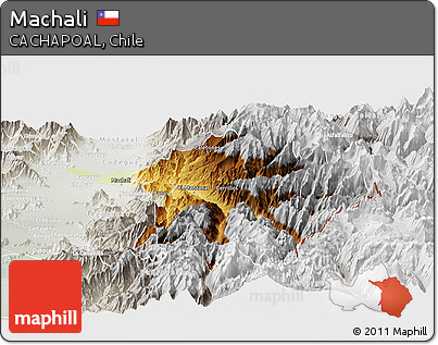 Physical Panoramic Map of Machali, lighten, semi-desaturated