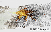 Physical Panoramic Map of Machali, lighten, semi-desaturated