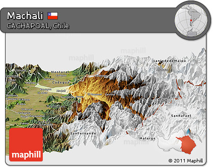 Physical Panoramic Map of Machali, satellite outside