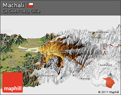 Physical Panoramic Map of Machali, satellite outside
