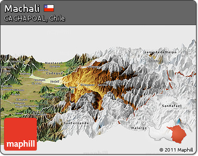 Physical Panoramic Map of Machali, satellite outside